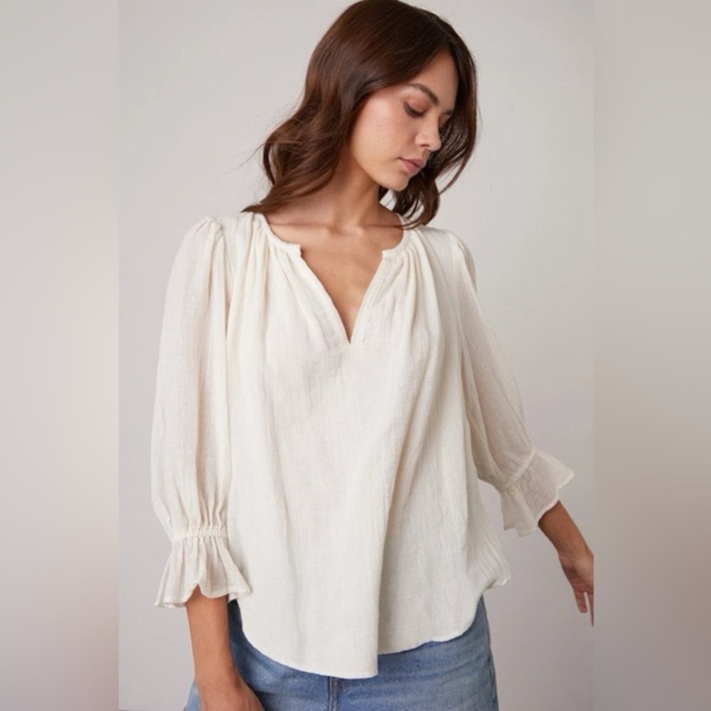 Velvet by Graham & Spencer -DITA Cream Peasant guaze Top